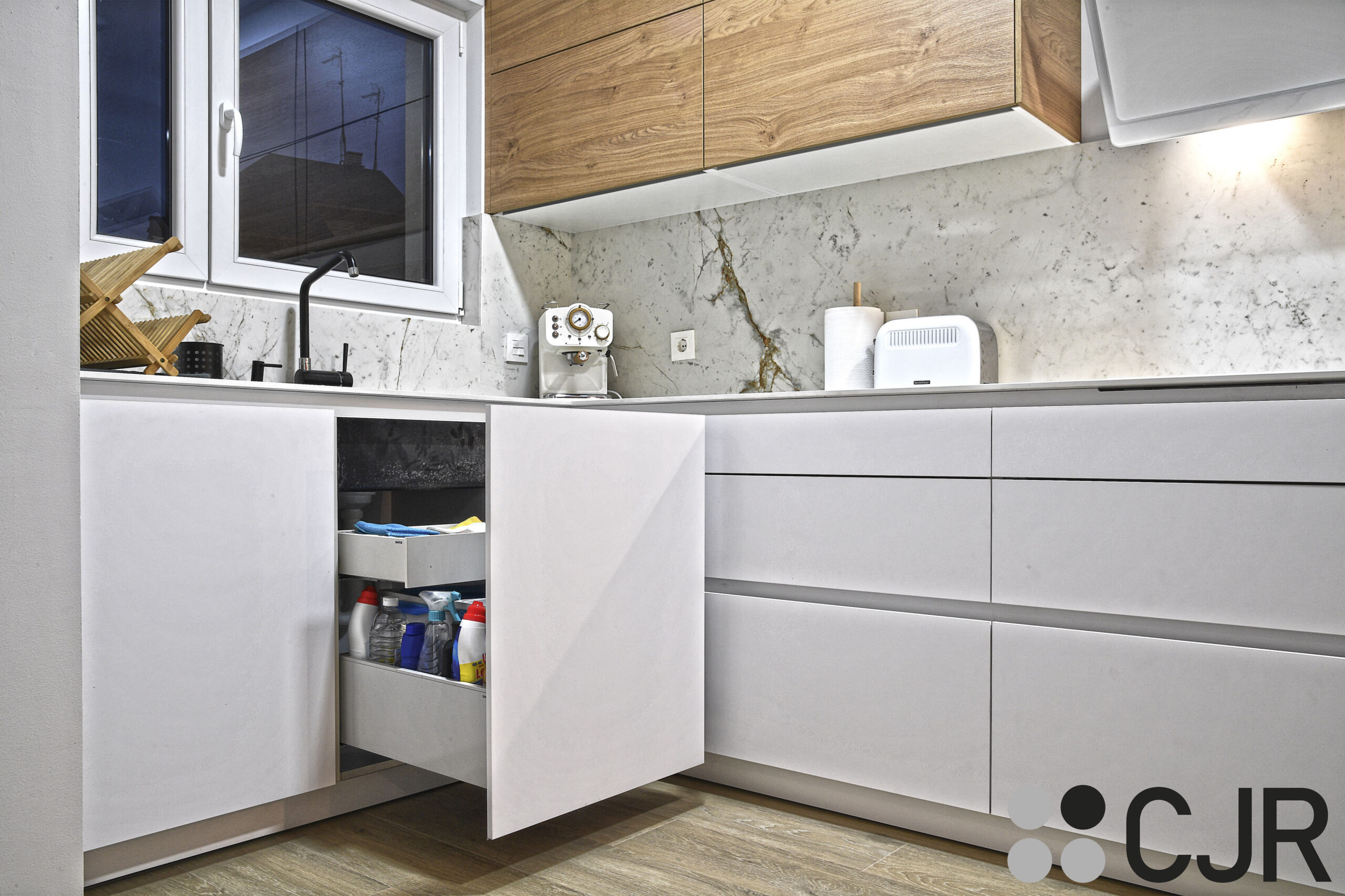 mueble bajo fregadero extraible en blanco cjr