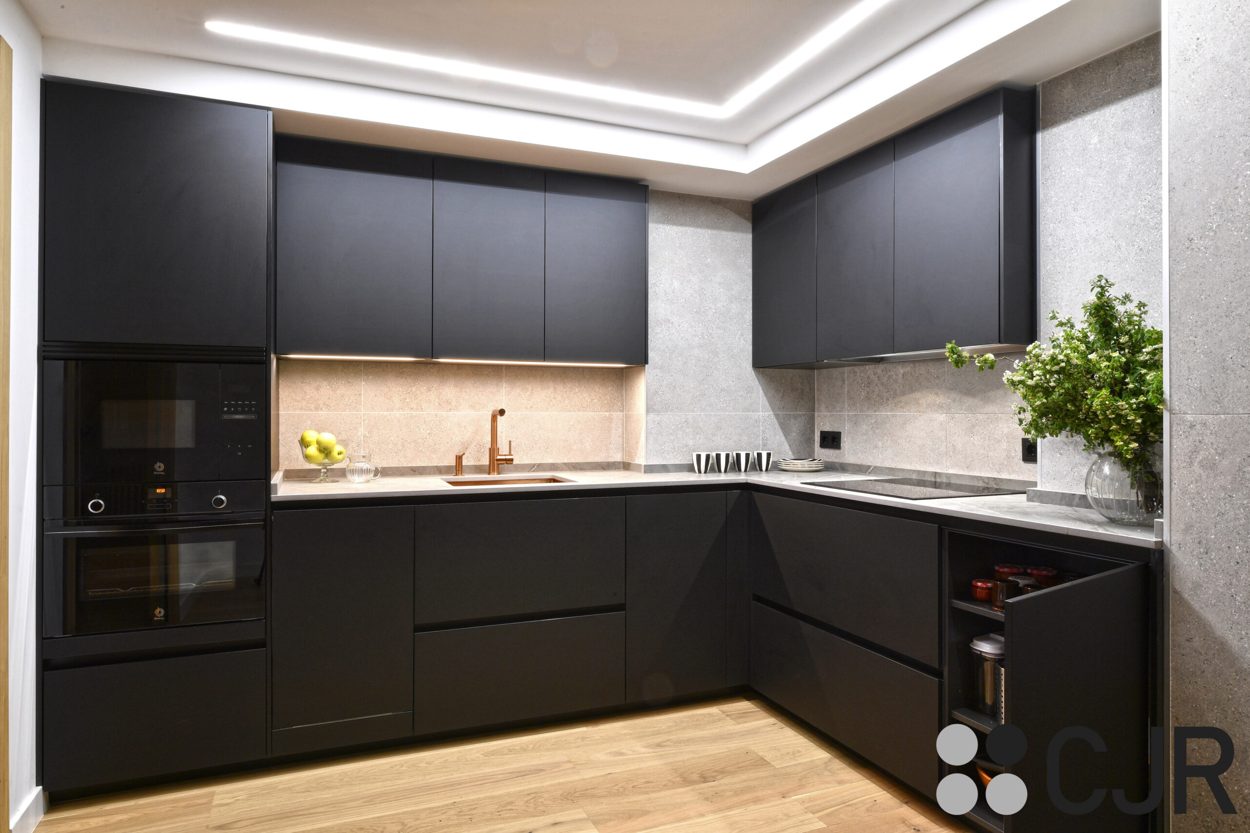 muebles bajos de cocina en negro mate cocinas cjr