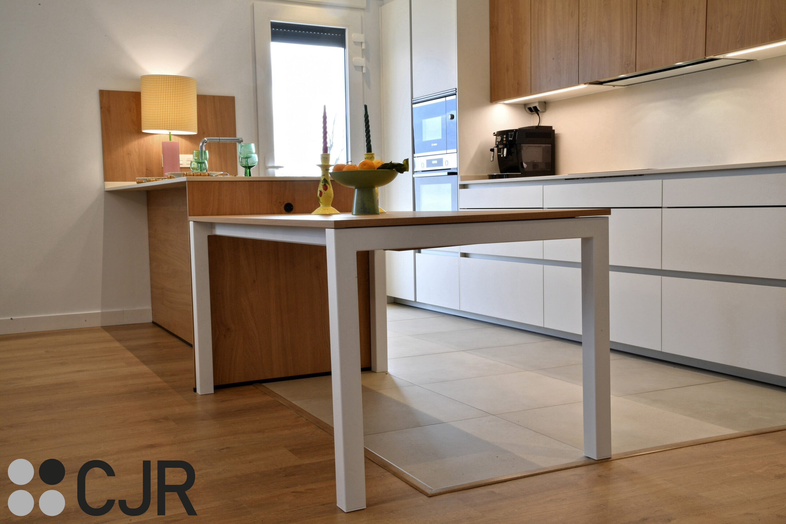 peninsula de cocina con mesa extensible cocinas cjr