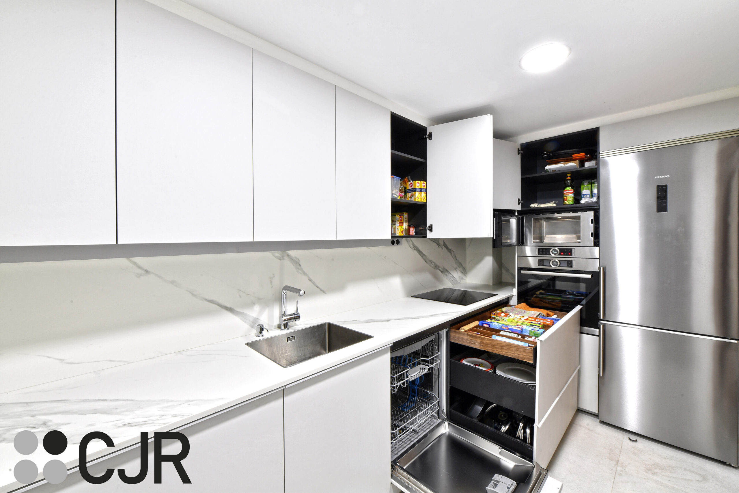 mobiliario de Cocina PEQUEÑA en L Gris Moderna Cocinas CJR