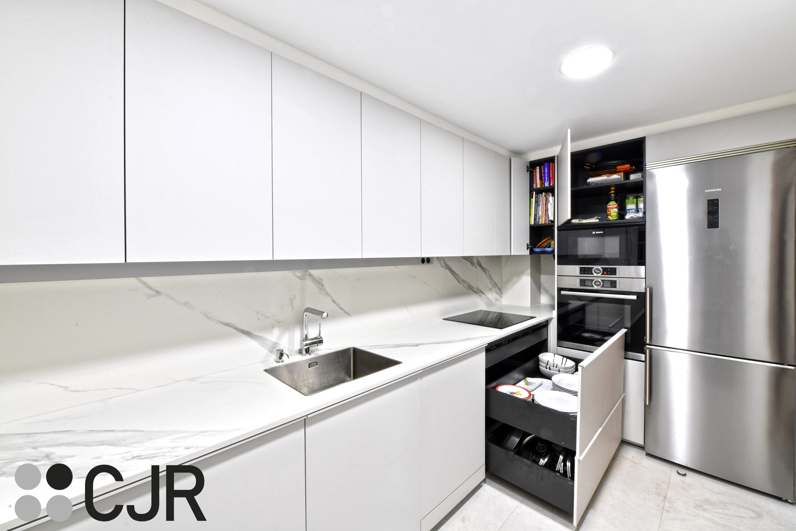 mueble de Cocina PEQUEÑA en L Gris Moderna Cocinas CJR