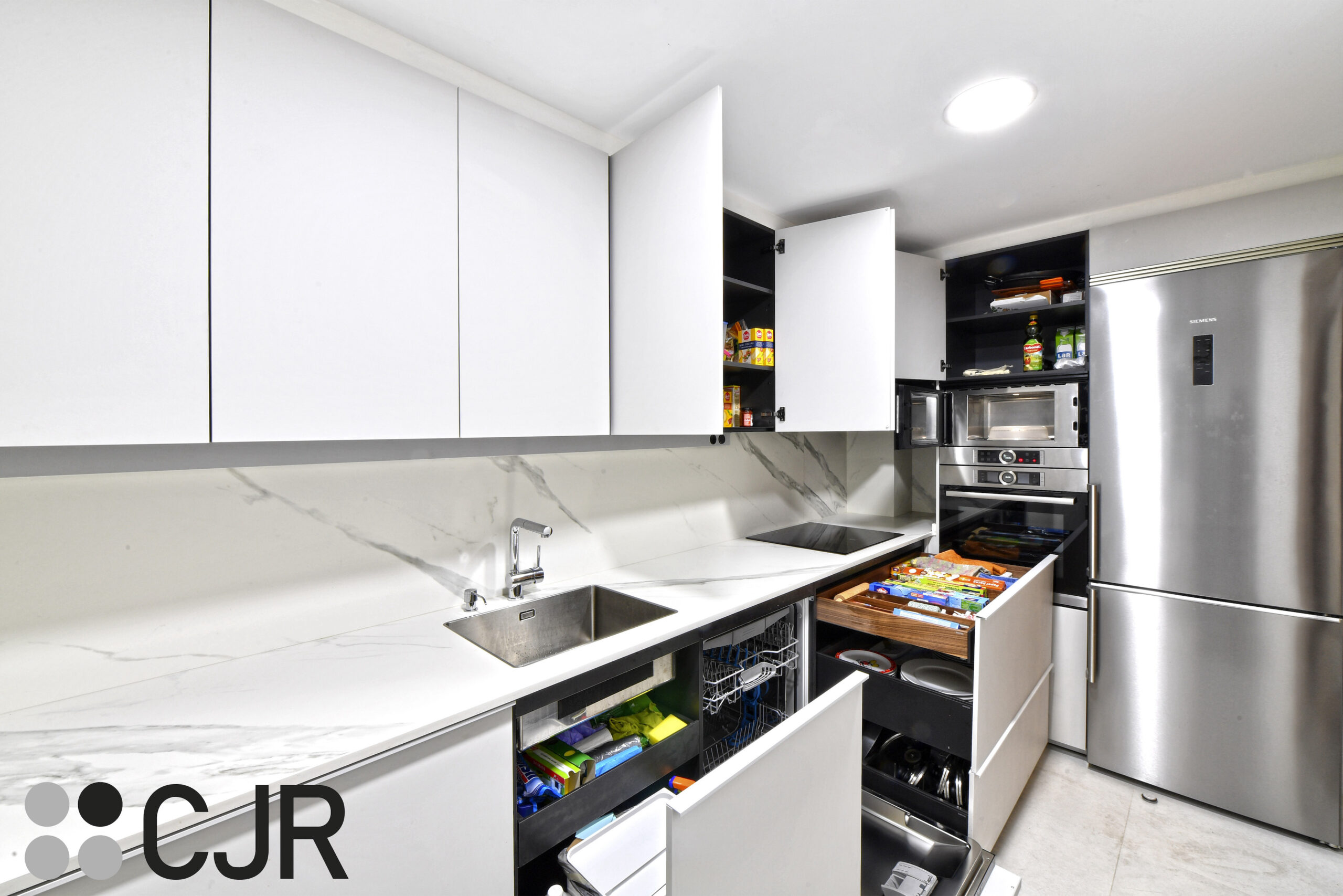 muebles de Cocina PEQUEÑA en L Gris Moderna Cocinas CJR