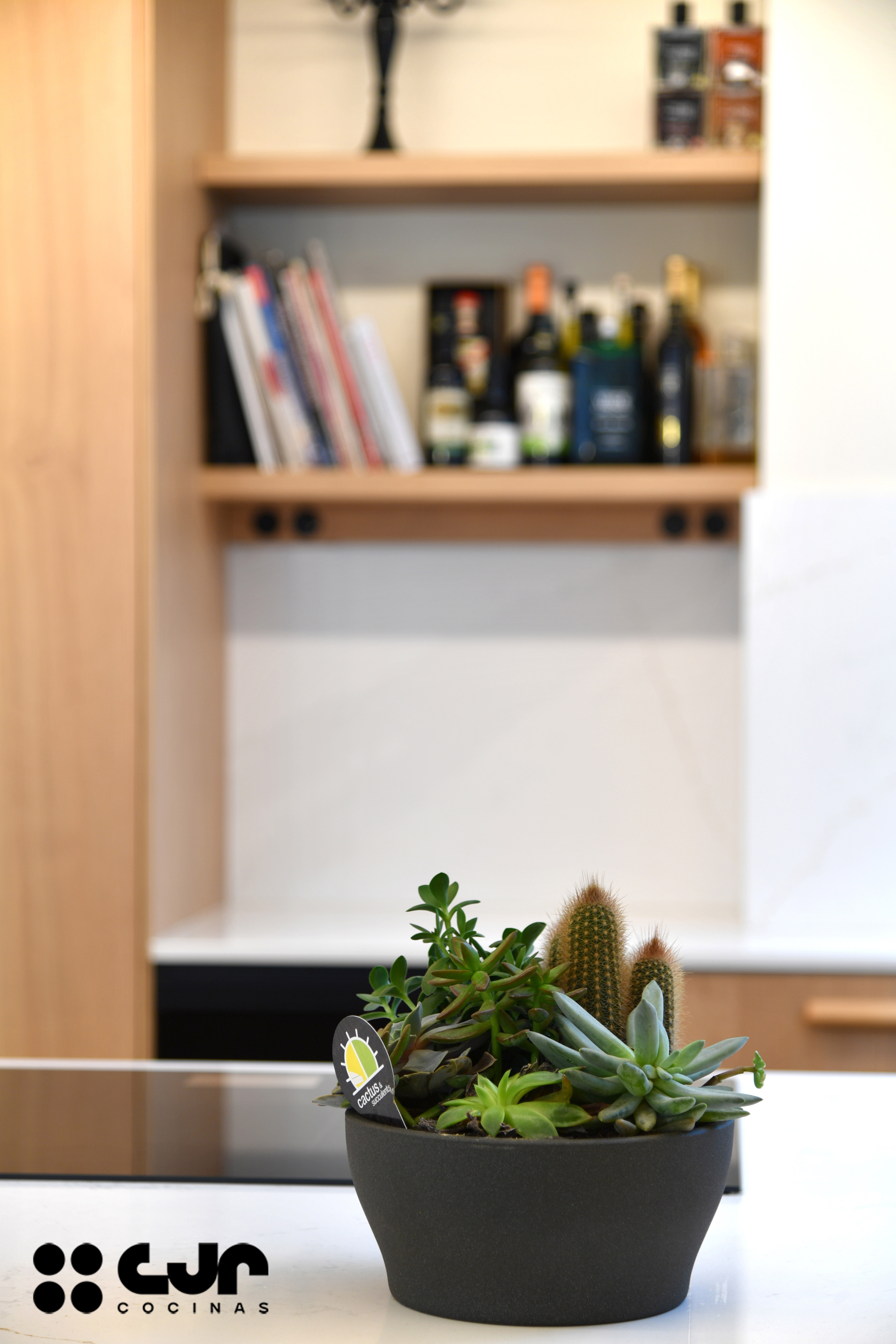 cocina en madera moderna con peninsula y barra cocinas cjr