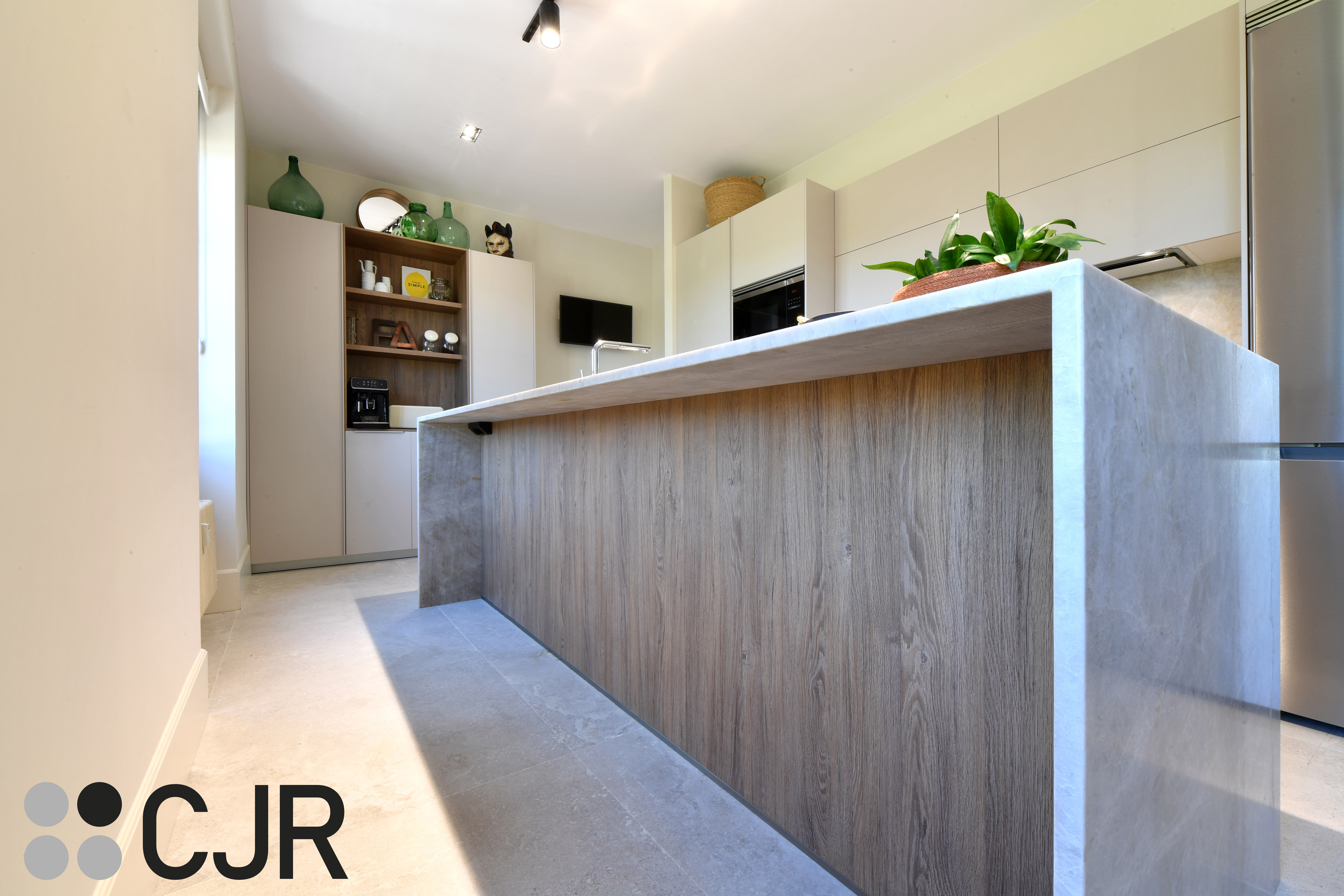 Cocina moderna cashmere con isla y barra Cocinas CJR