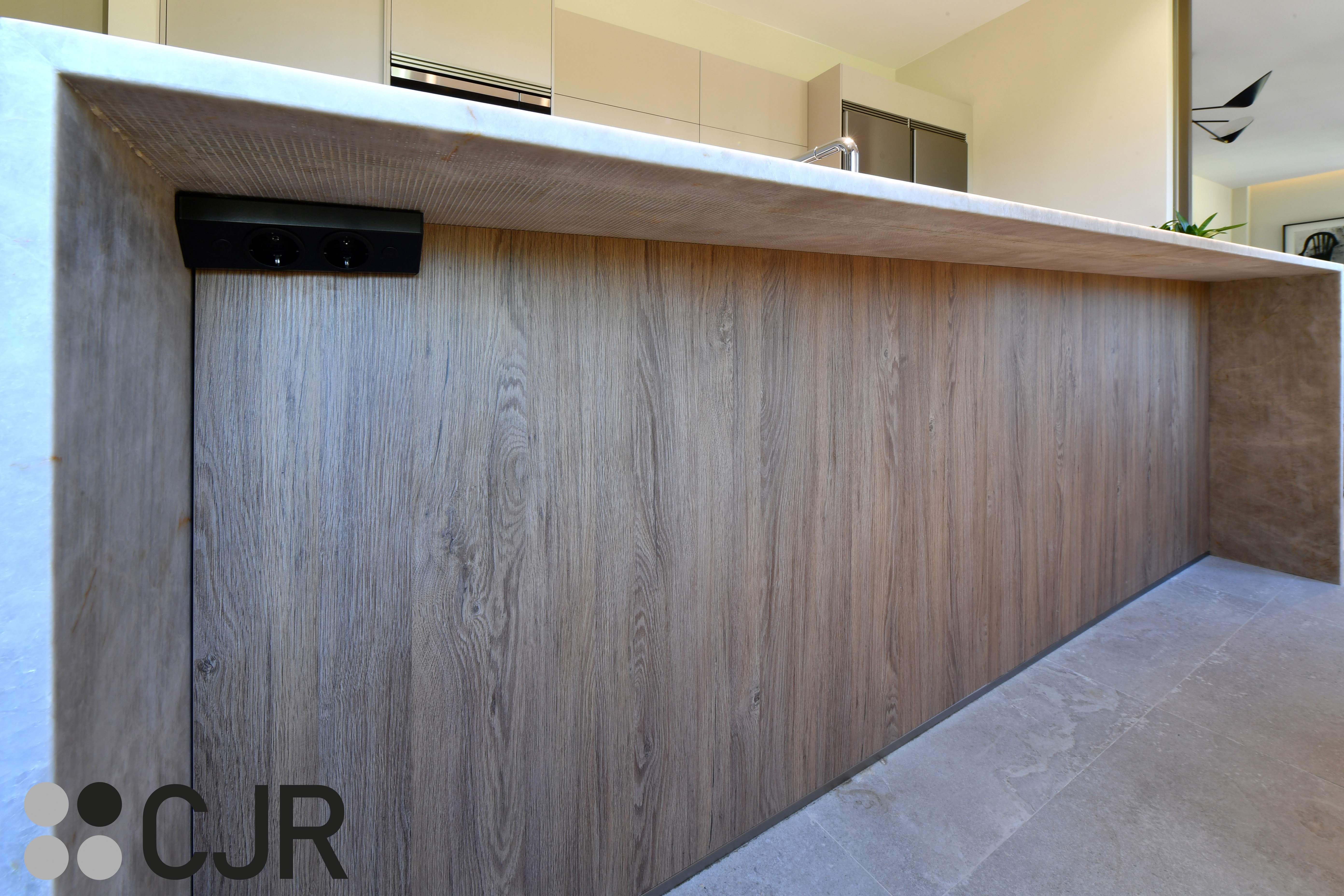 Cocina moderna cashmere con isla y barra Cocinas CJR