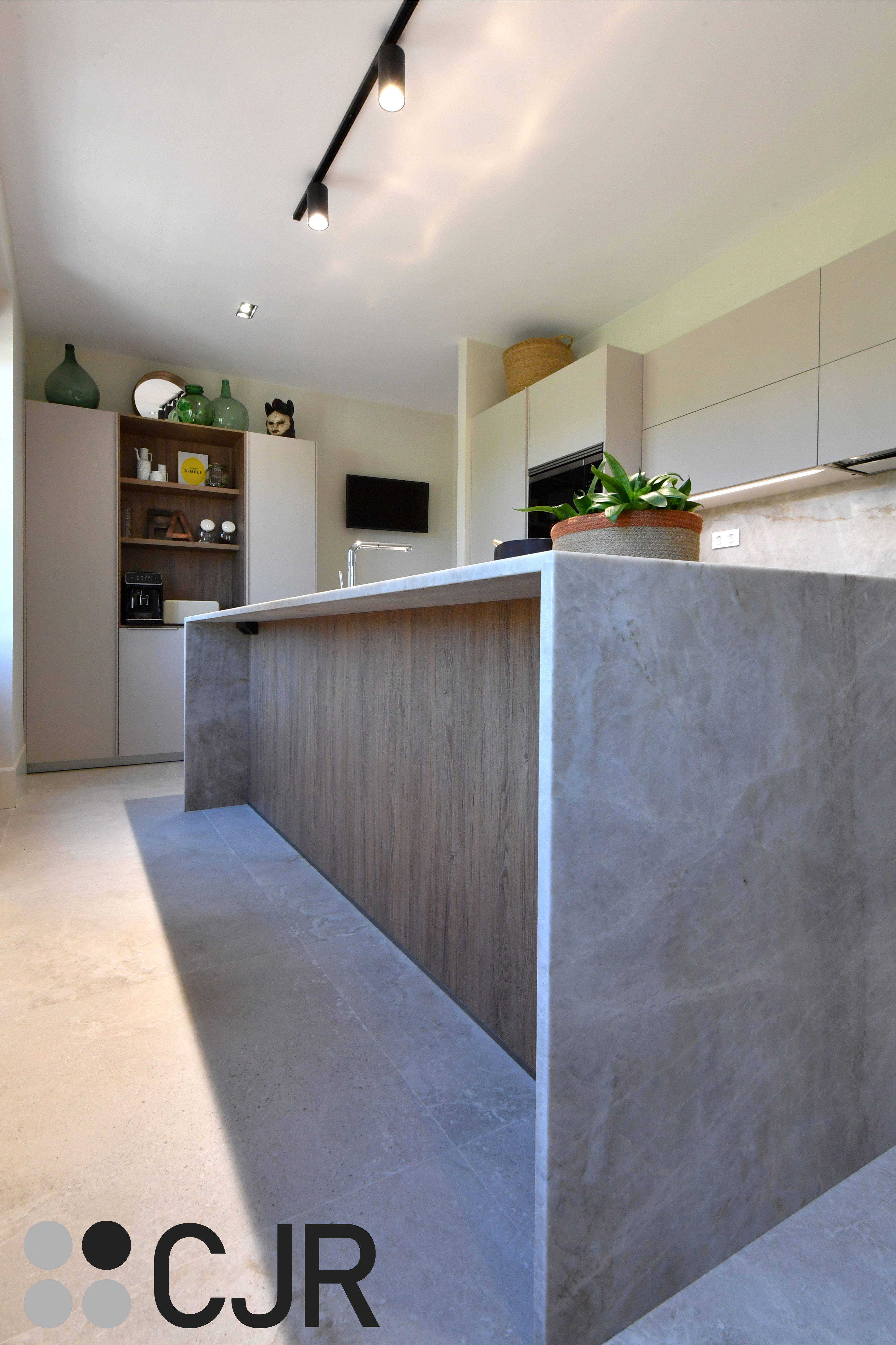 Cocina moderna cashmere con isla y barra Cocinas CJR